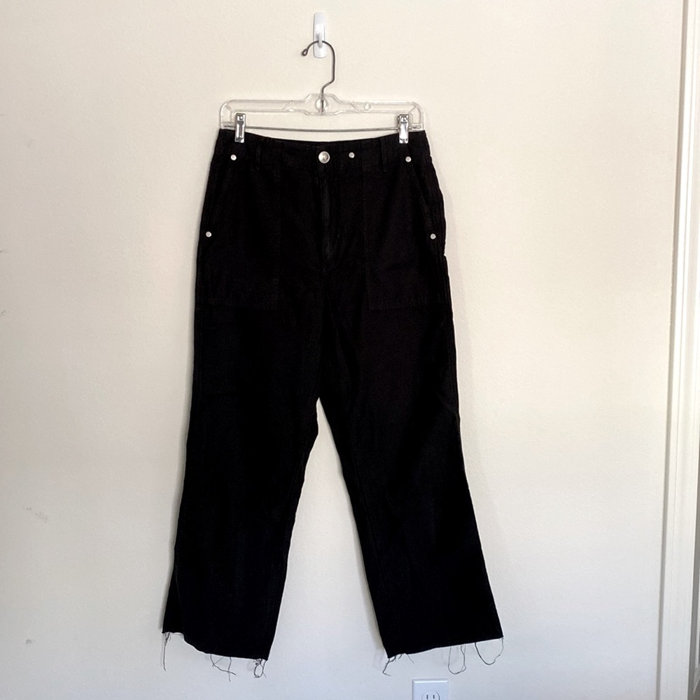 RAG & BONE Cropped Flare Pants with Distressed Hem and Front Patch Style Pockets